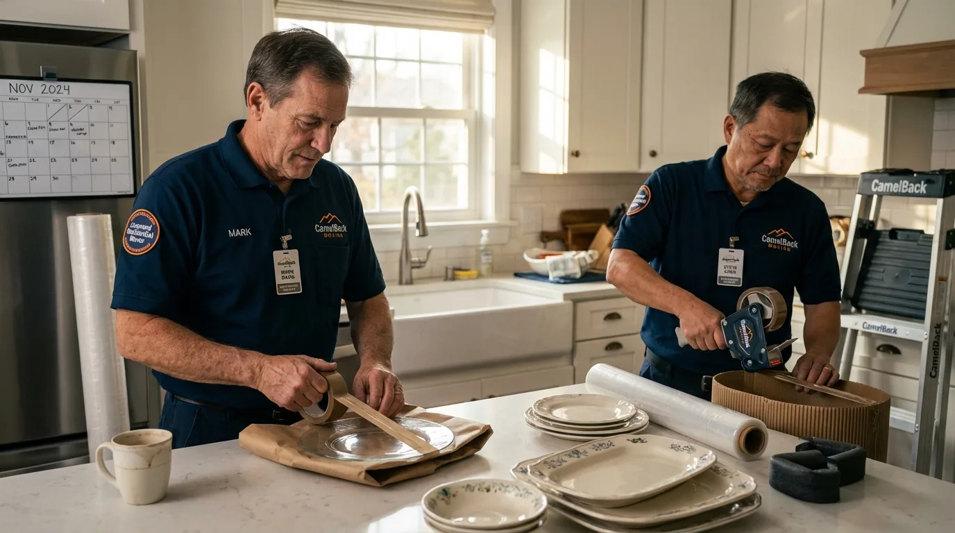 Professional crew packing kitchen dishware in Apple Creek, OH